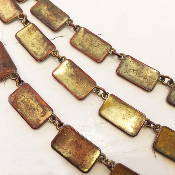 RARE VINTAGE 1950's Three Tier Teal Blue Enamel Necklace. - Picture 4 of 7